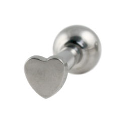 Titanium heart internally threaded barbell