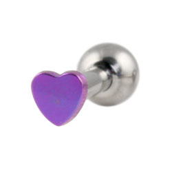 Titanium heart internally threaded barbell