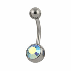 Jewelled titanium belly bar