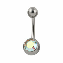 Jewelled titanium belly bar