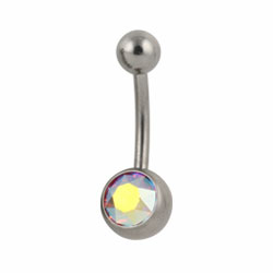 Jewelled titanium belly bar