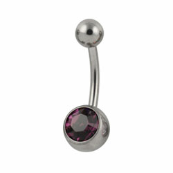 Jewelled titanium belly bar