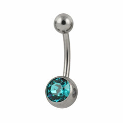 Jewelled titanium belly bar