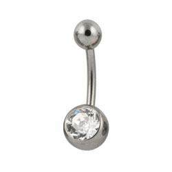 Jewelled titanium belly bar