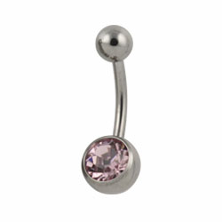 Jewelled titanium belly bar