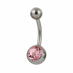 Jewelled titanium belly bar