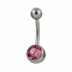 Jewelled titanium belly bar