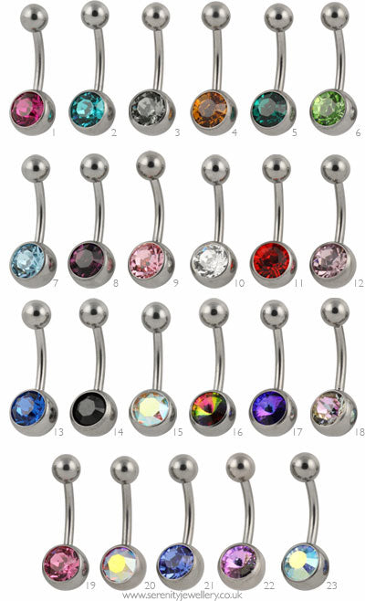 Jewelled titanium belly bar