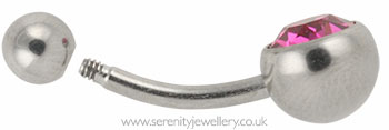 Jewelled titanium belly bar