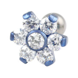 Six petal flower internally threaded titanium barbell