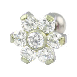 Six petal flower internally threaded titanium barbell