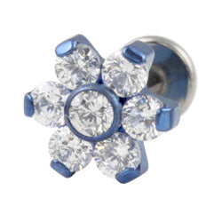 Six petal flower internally threaded titanium labret