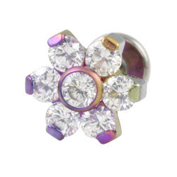 Six petal flower internally threaded titanium labret