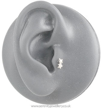 Two star cartilage earring