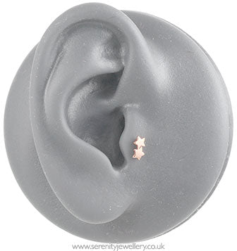 Two star cartilage earring